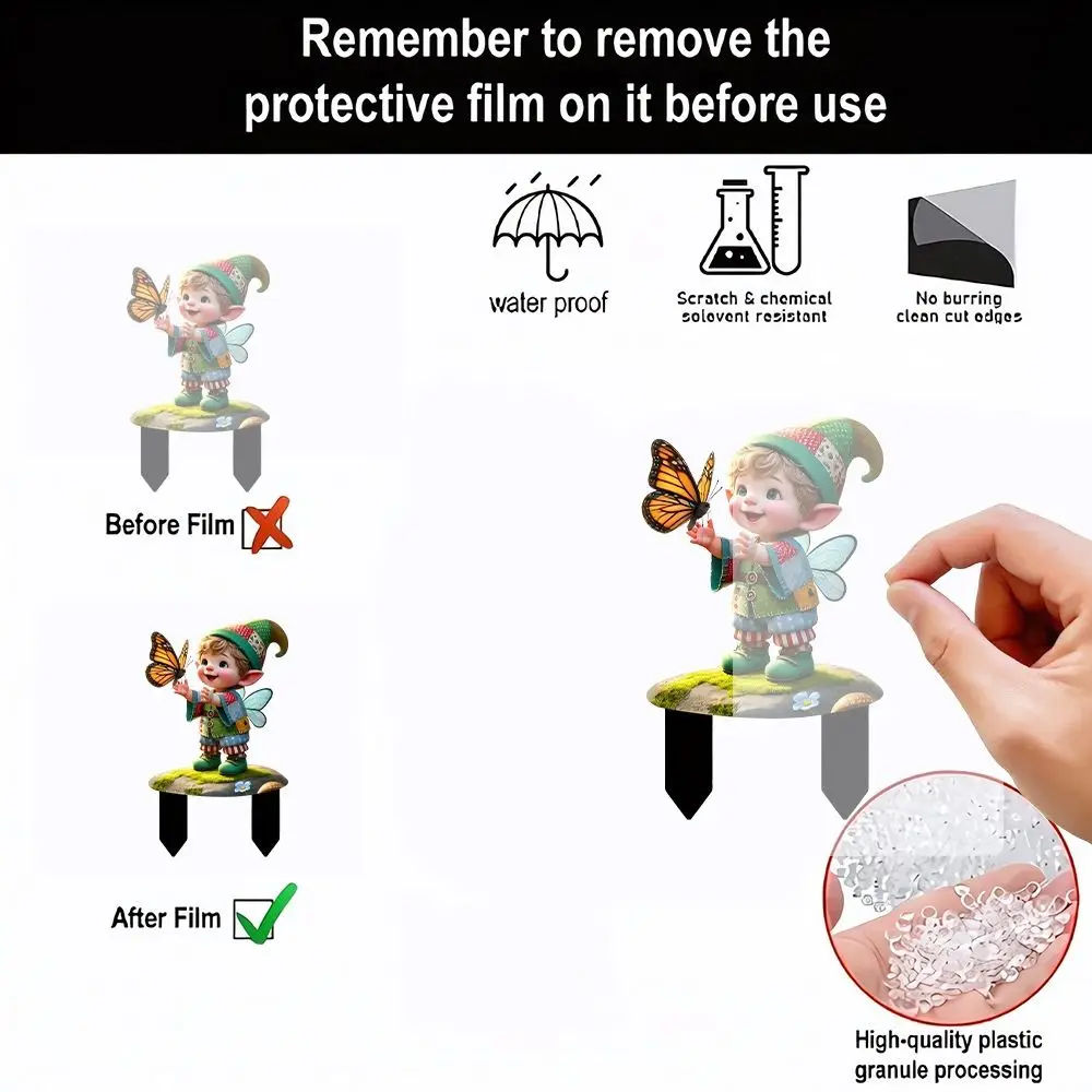 

Acrylic Boy Butterfly Ground Card Insertion Cartoon Creative Garden Floor Plugs Multi Functional Cute Garden Stake Statue Yard