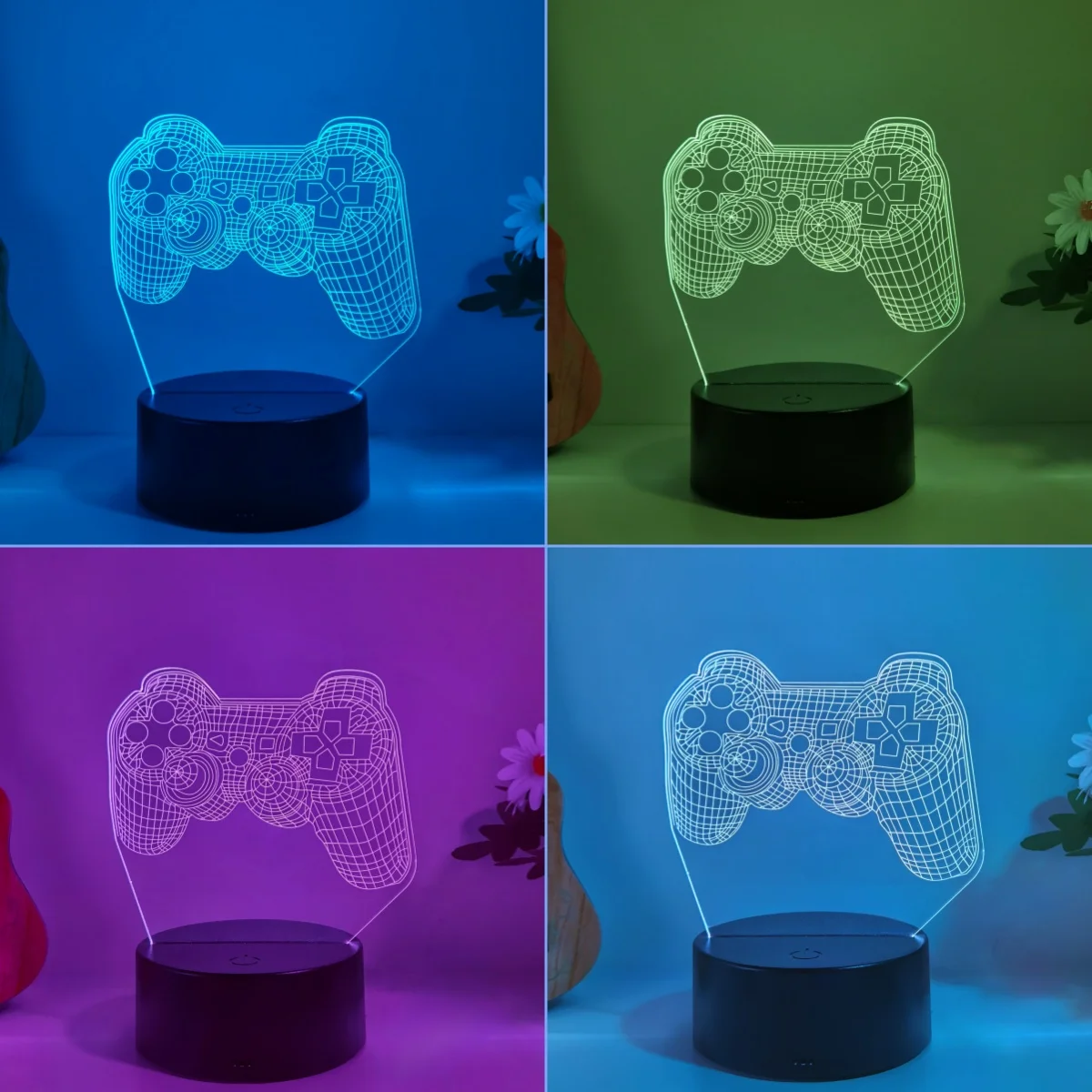 1pcs gamepad 3D night light, USB interface, festive party atmosphere decoration night light, bedroom companion sleeping light.