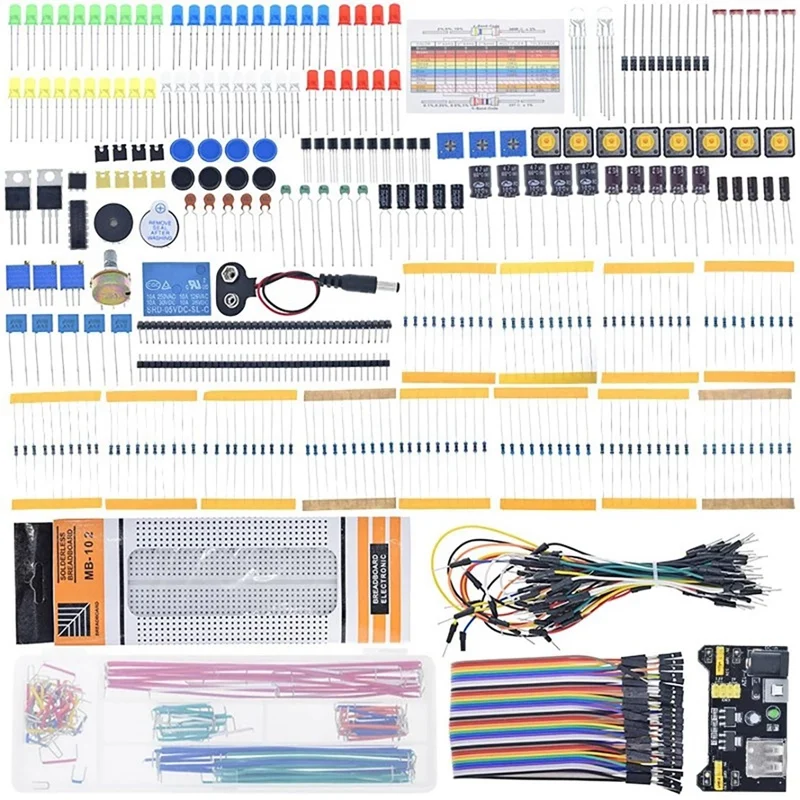 Kit de Inicio de componentes básicos de electrónica con línea de pan 140 en caja