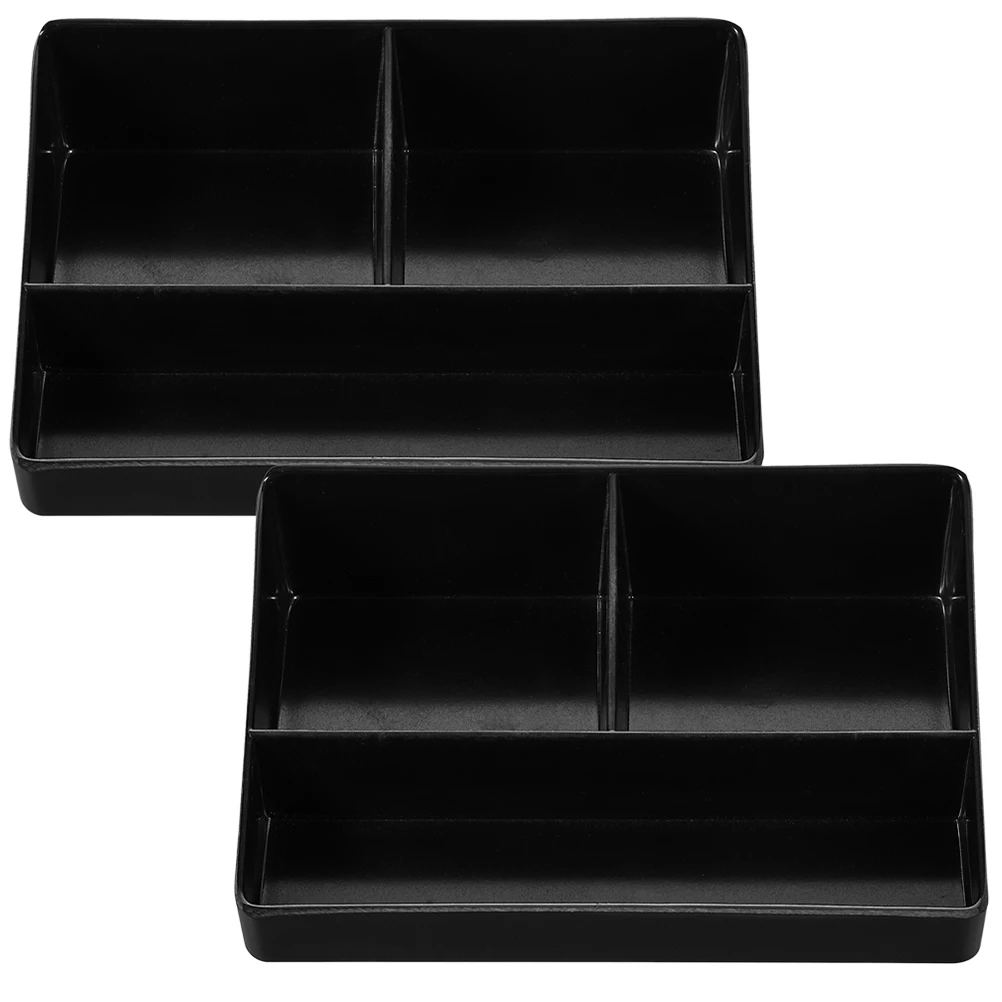 

2 Pcs Black Tea Box Compartment Storage Organizer multi-grid tea bag coffee syrup sugar holder desktop portable