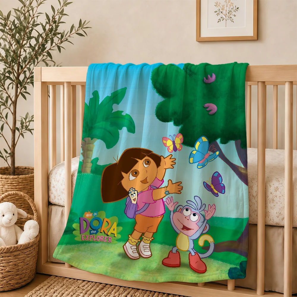 D-DoraS Cartoon E-Explorer Blanket For Soft Warm Knee For Bedroom Living Room Bed Sofa Camping Picnic Office Gift