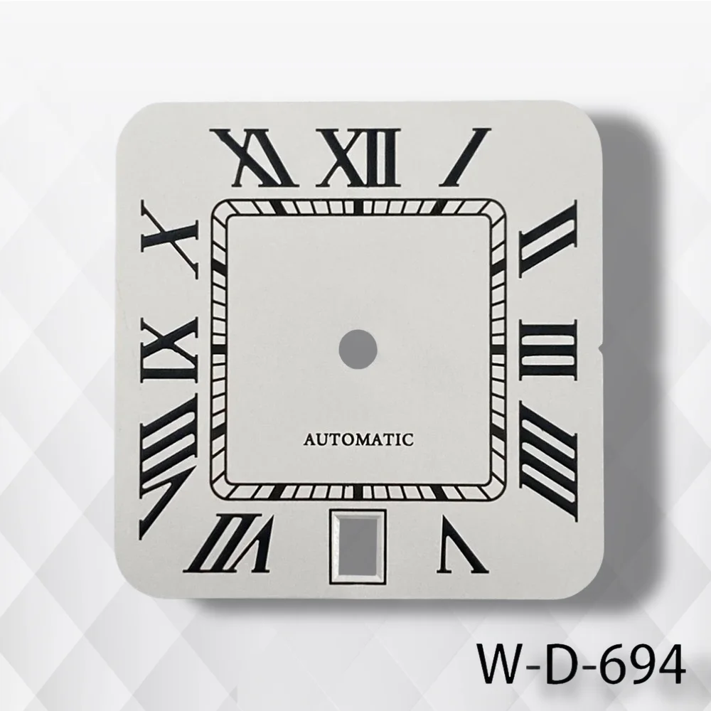 Esfera cuadrada romana con logotipo S de 27mm compatible con movimiento automático NH35/NH36/4R/7S compatible con accesorios de modificación de reloj a las 6 en punto 3/3, 8/4 en punto