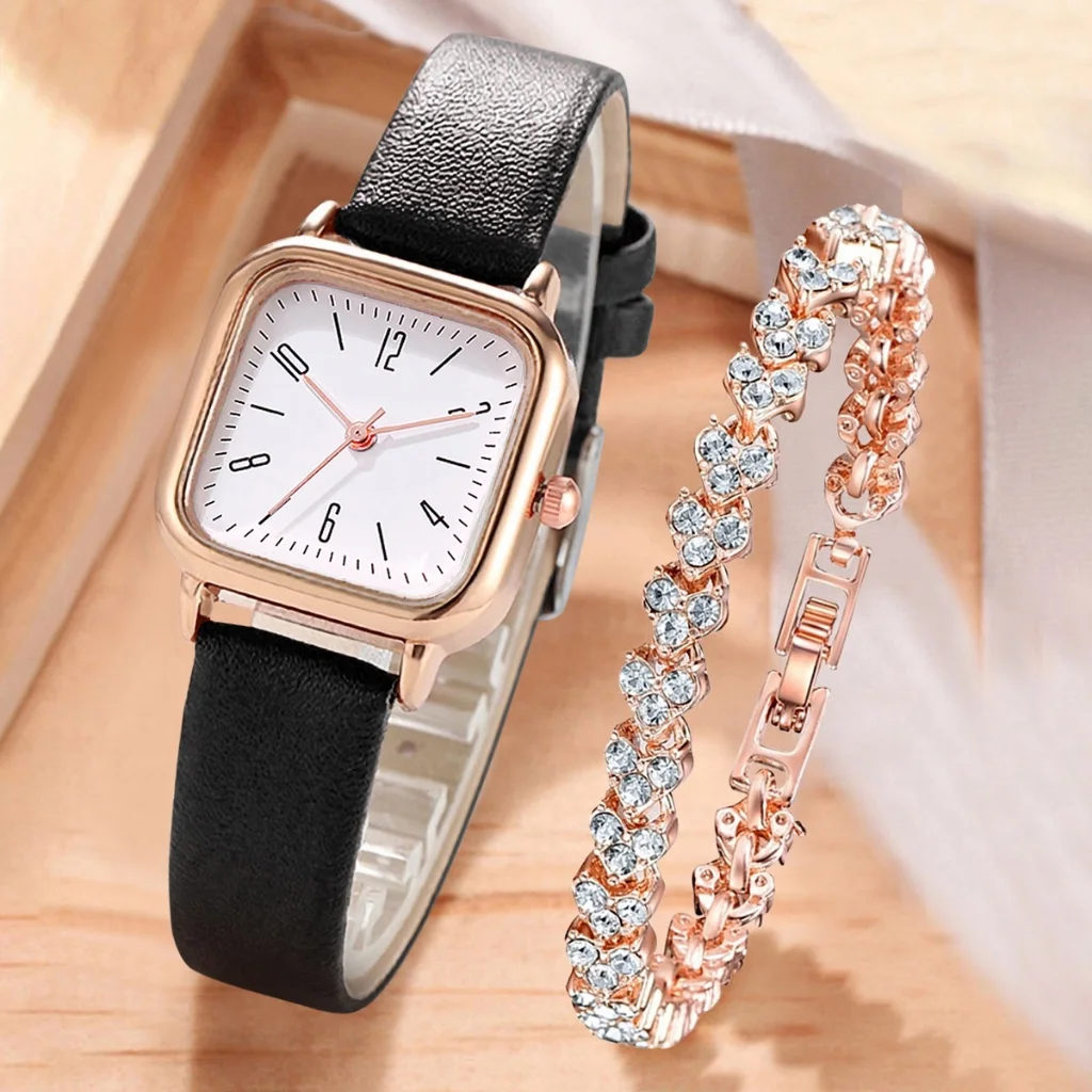 Kegllect-Montre à quartz carrée pour femme, petit cadran avec bracelet, mode minimaliste, montres pour filles