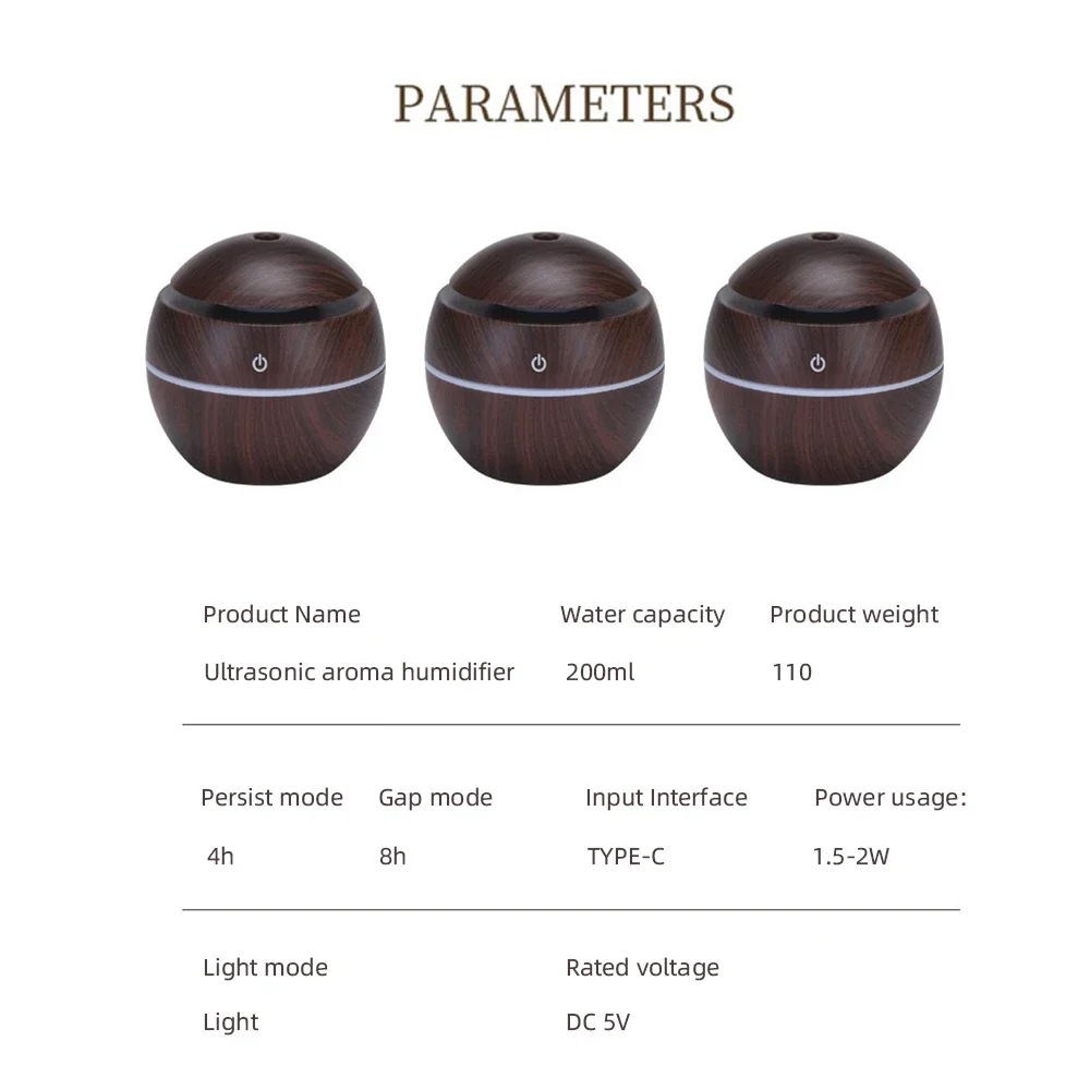 مرطب مكتبي ذكي لغرفة النوم/المكتب، رذاذ بالموجات فوق الصوتية، التحكم باللمس والإضاءة المحيطة القابلة للتخصيص للزيوت الأساسية #6