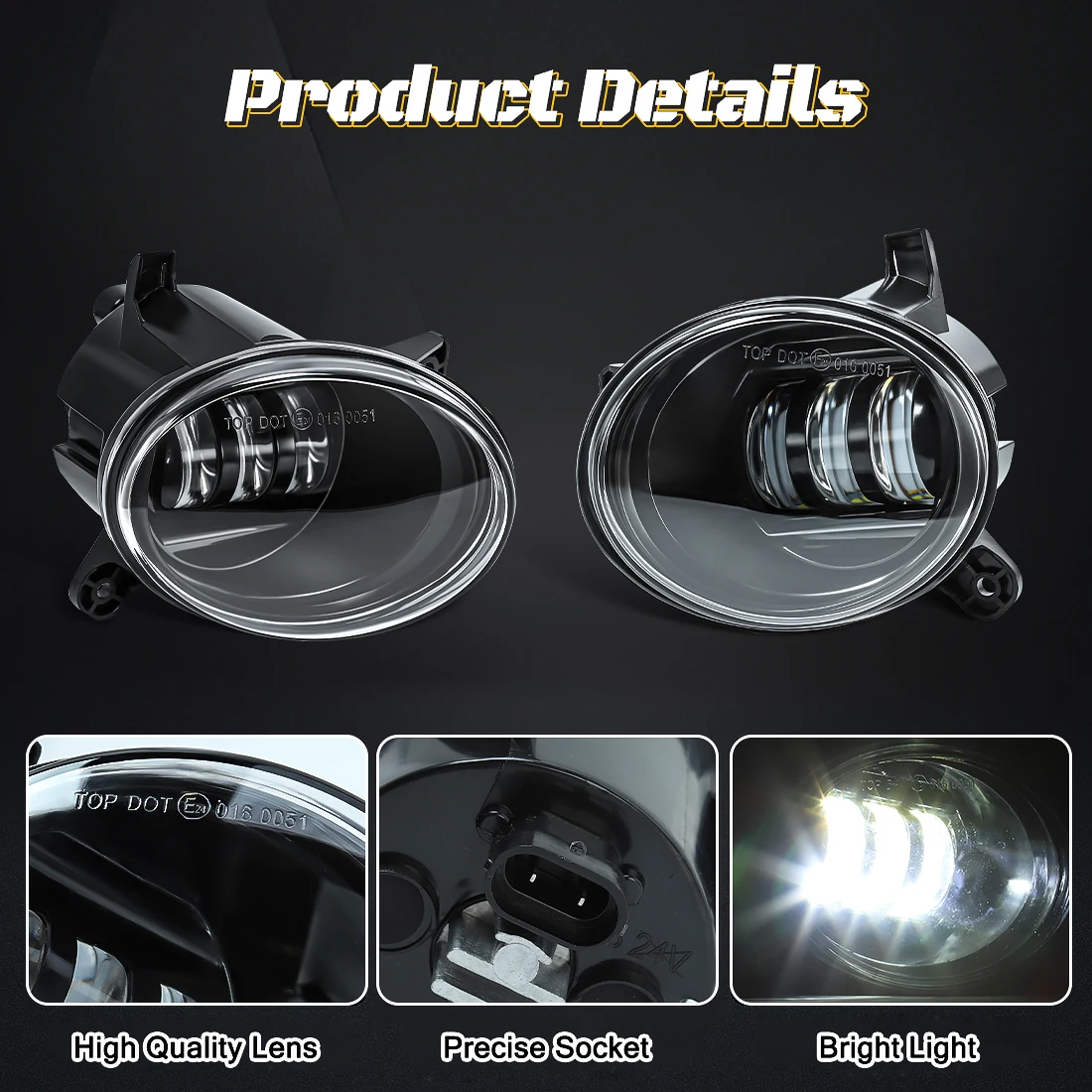 2pcs Foglamp For Audi A1 A4 Wagen A5 A6 B8 C7 Q3 2009 2010 2011 2012 2013 2014 Passat CC 2008-2012 LED Fog Light Car Accessories view 3