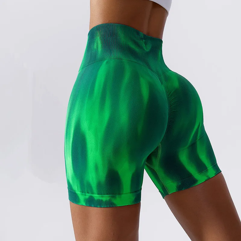 

Scrunch Butt Push Up Aurora Tie-Dye Fitness Sports Shorts Women Gym Elastic Tight High Waist Training Running Gym Leggings