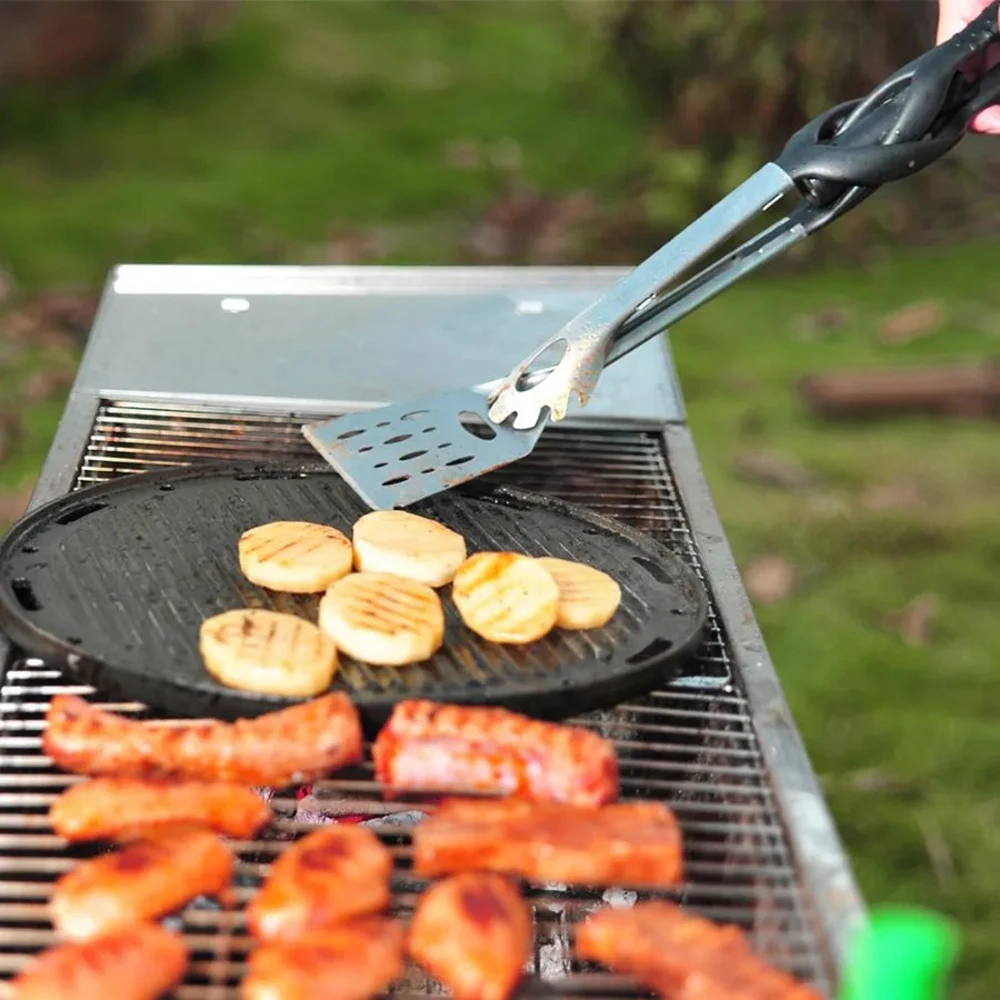 

TongLite Stainless Steel BBQ Multi-Tool - Extendable Tongs, Scraper,Knife Edged Spatula, Bottle Opener, LED FlashLight