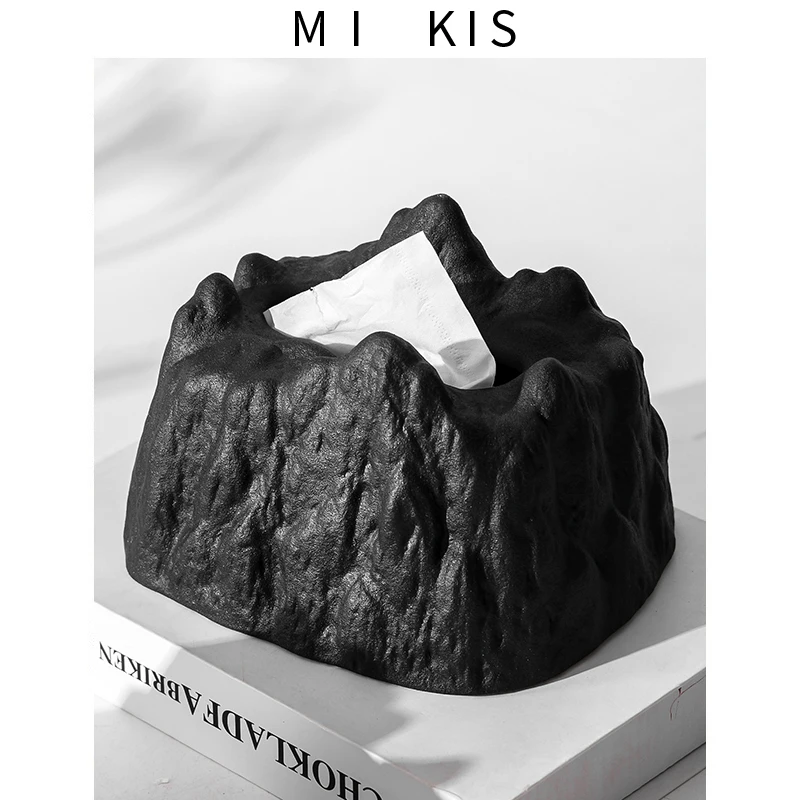 

Creative Volcano ceramic tissue box, high-end light luxury pumping carton in the living room, high-end household ornament