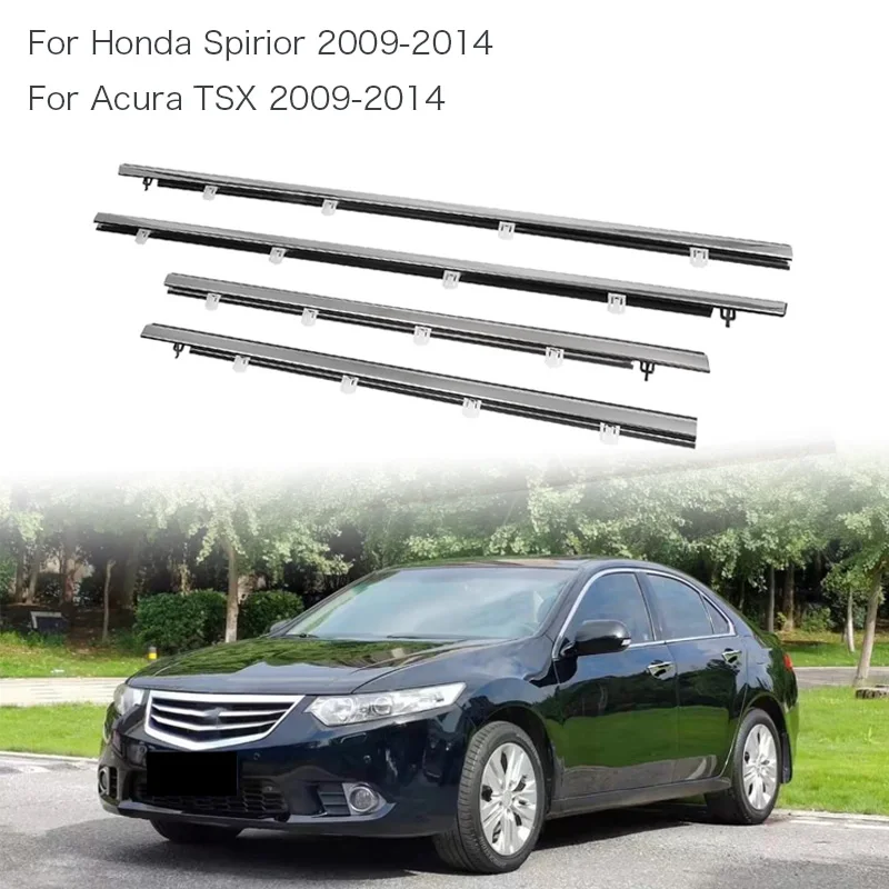 4Pcs Window Moulding Trim For Honda Spirior For Acura TSX 2009-2014 Weatherstrip Seal Side Door Glass Rubber Belt Waterproof
