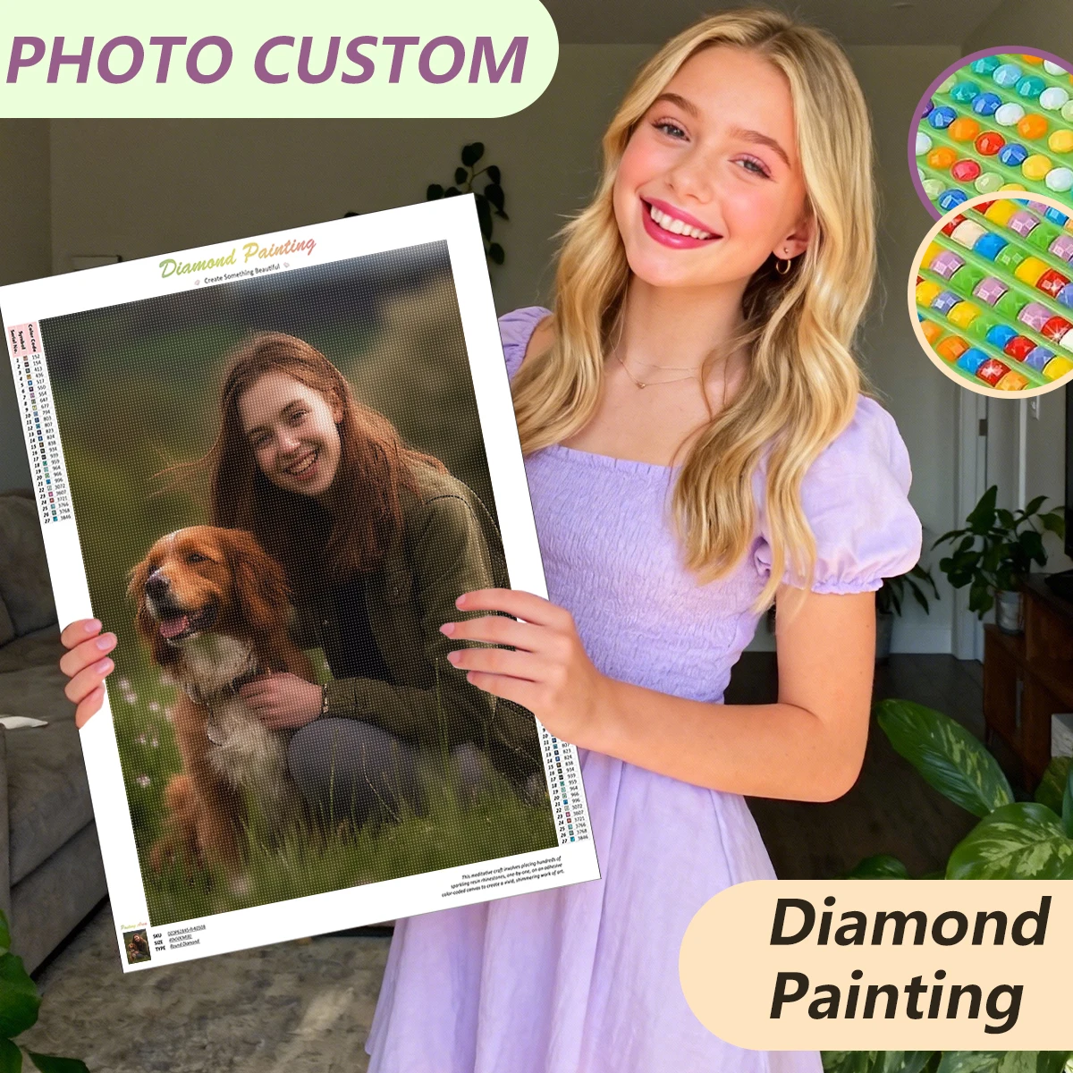 

SDOYUNO Photo Custom Diamond Painting Kits Diy Crystal 5D Diamond Pictures Needle Arts Craft Full Round Square Drill Decorative