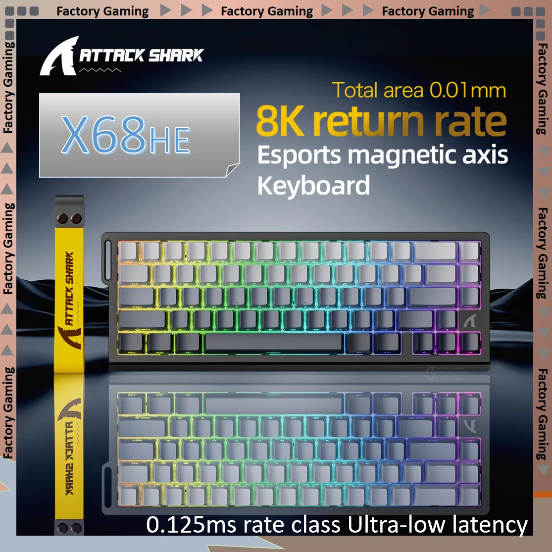 ATTACK SHARK X68HE Esports Magnetic Axis Keyboard 8KHz Polling Rate, 0.01mm Actuation,RGB Laptop E-sports Gaming Keyboard