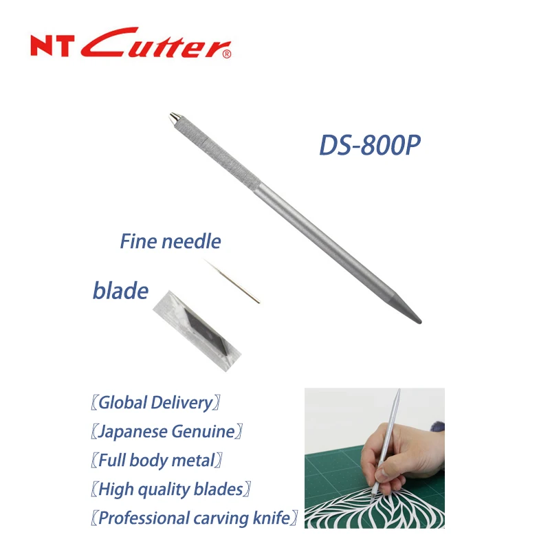 

NT CUTTER DS-800P All Metal Pen Knife Professional Carving Knife Very Fine With Carving Needle and 5 Blades Suitable for Wood Carving Rubber Stamp Carving Paper Carving Catering Food Very Fine Precision Carving Knife