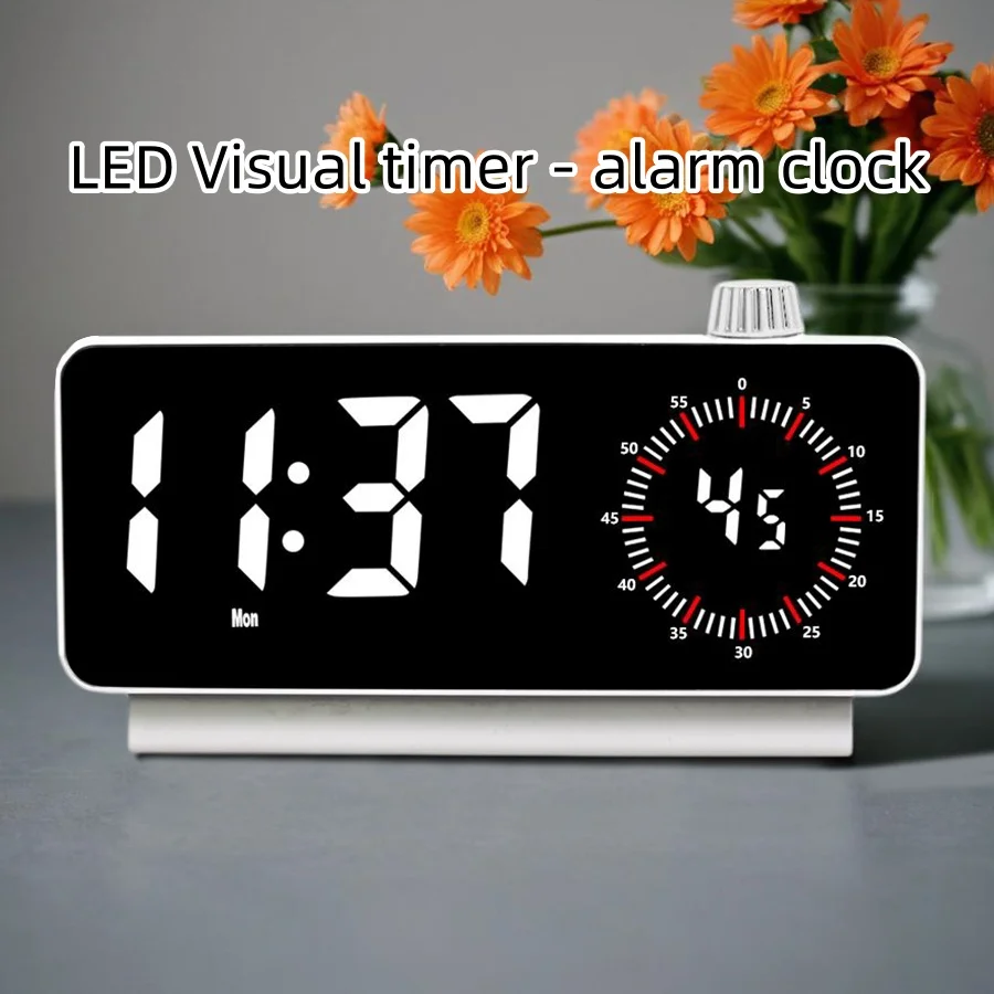 

1pc LED Multi-function large screen visual timer - alarm clock (built-in rechargeable lithium battery)