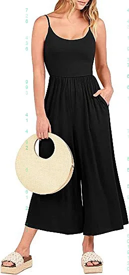 

Summer Casual Jumpsuit Solid Wide Leg Pants Overall with Pockets Pleated Spring Summer Jumpsuits