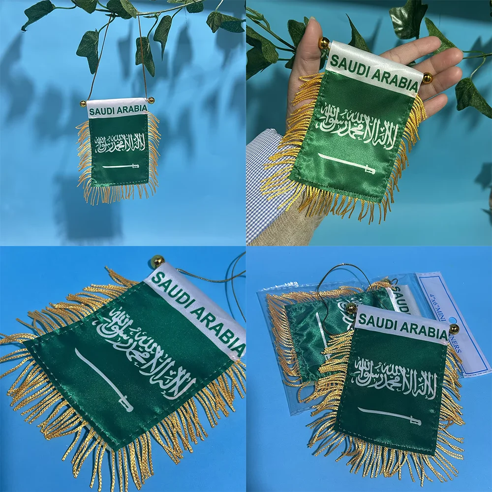 Saudi Arabia Car Window Flag 8*12cm Double Side Printed Saudi Arabia Hanging Flags Saudi Arabia Mini Flag for 2026 Football Cup