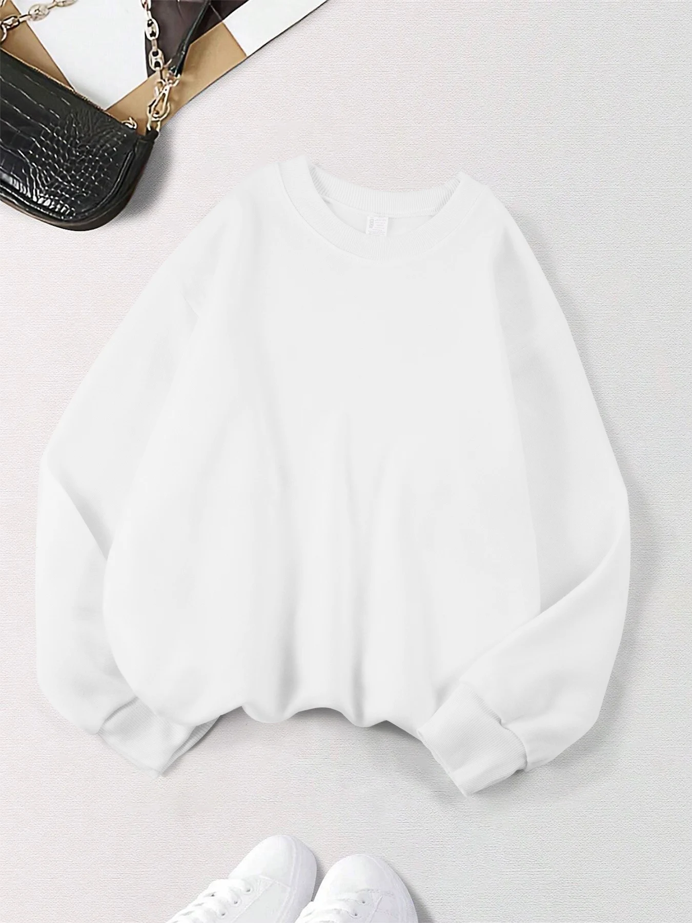 Herbst Hoodie Frauen Plus Größe Sweatshirt Bequeme Solide Tops Fleece Mode Kleidung Straße Weiche Sportswear Casual Warme Pullover – Detail 7