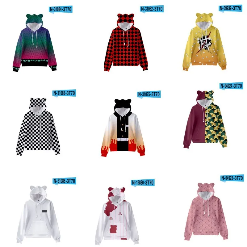 

Anime Demon Slayer Kimetsu Tanjirou Nezuko Zenitsu Tomioka Cosplay Hoodie Costume Jacket Coat for Halloween Party Cat Ear Suit