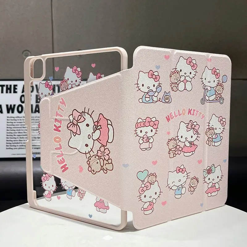 Cartoon Hello Kitty Case For iPad Mini 6 8.3 Air 1 2 3 4 5 Pro 11 2018 Inch 7/8/9th Gen 10th Generation Acrylic Protective Cover