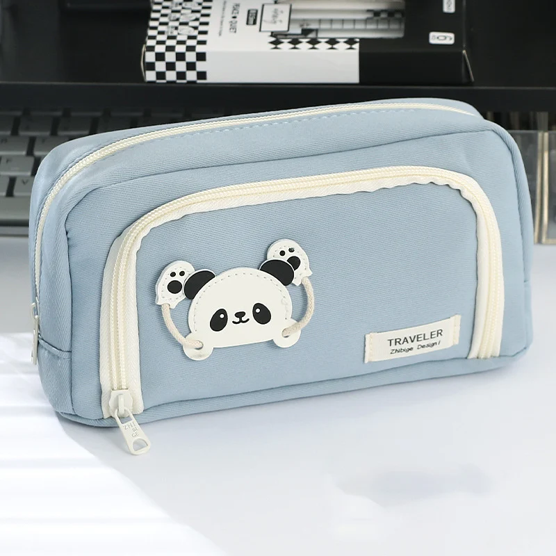 Kawaii Panda borsa per penna di grande capacità astuccio per matite coreano astuccio per scuola multistrato borsa per cancelleria studente torna a