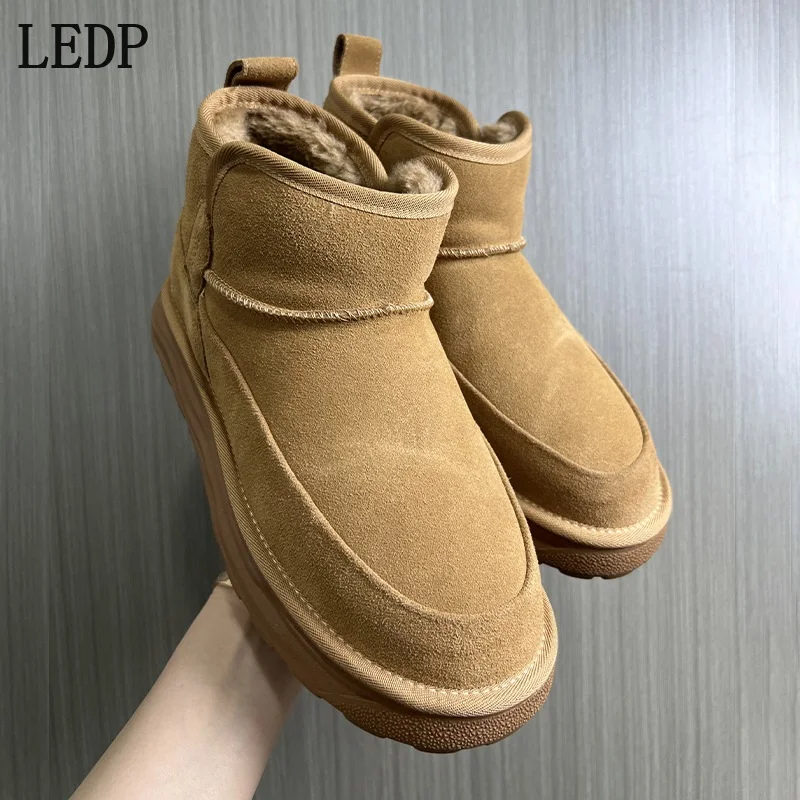 

LEDP Warmth-Resistant Thick Cotton Shoes with Anti-Slip Soles and Comfortable Socks Snow Boots Warm Fleece Winter Outdoor Boots