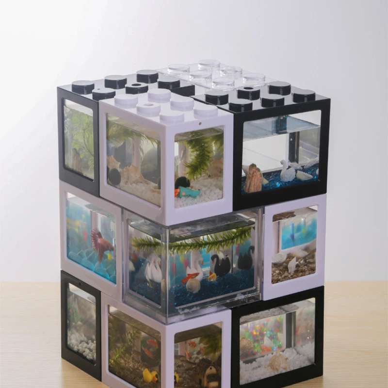 stackable desktop miniature aquarium Mini fish tank  Table fish tank Thai Betta small ornamental fish living pet