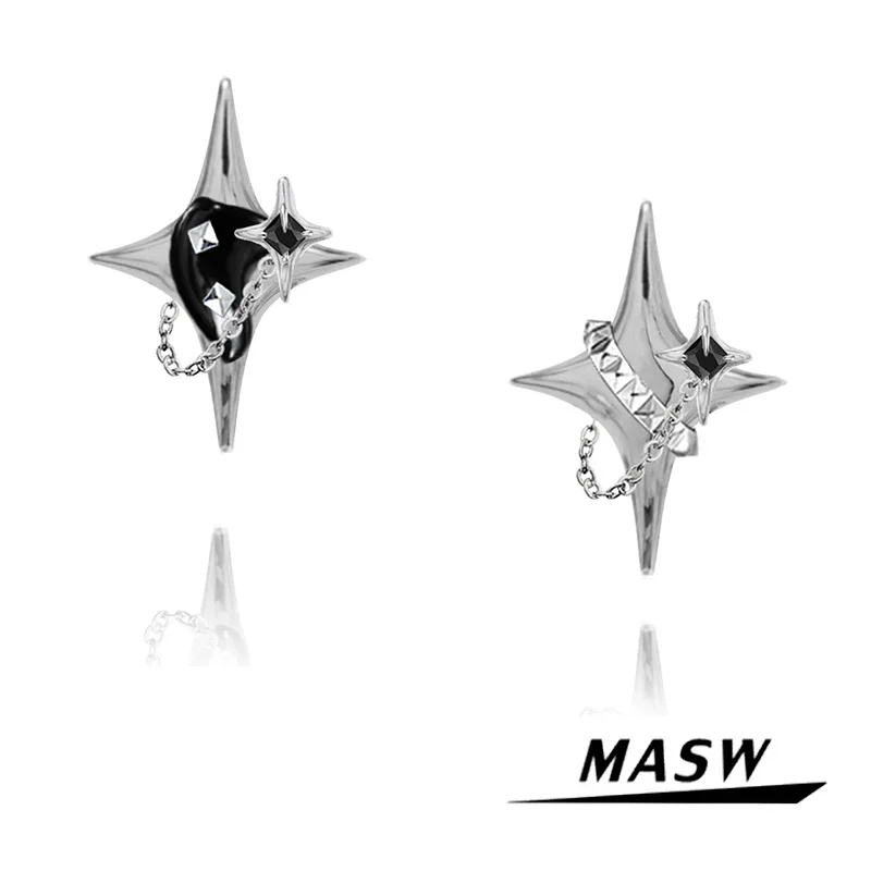 

MASW Original Design Cool Star Earrings Senior Sense Modern Jewelry High Quality Brass Black Stud Earrings For Women 2024