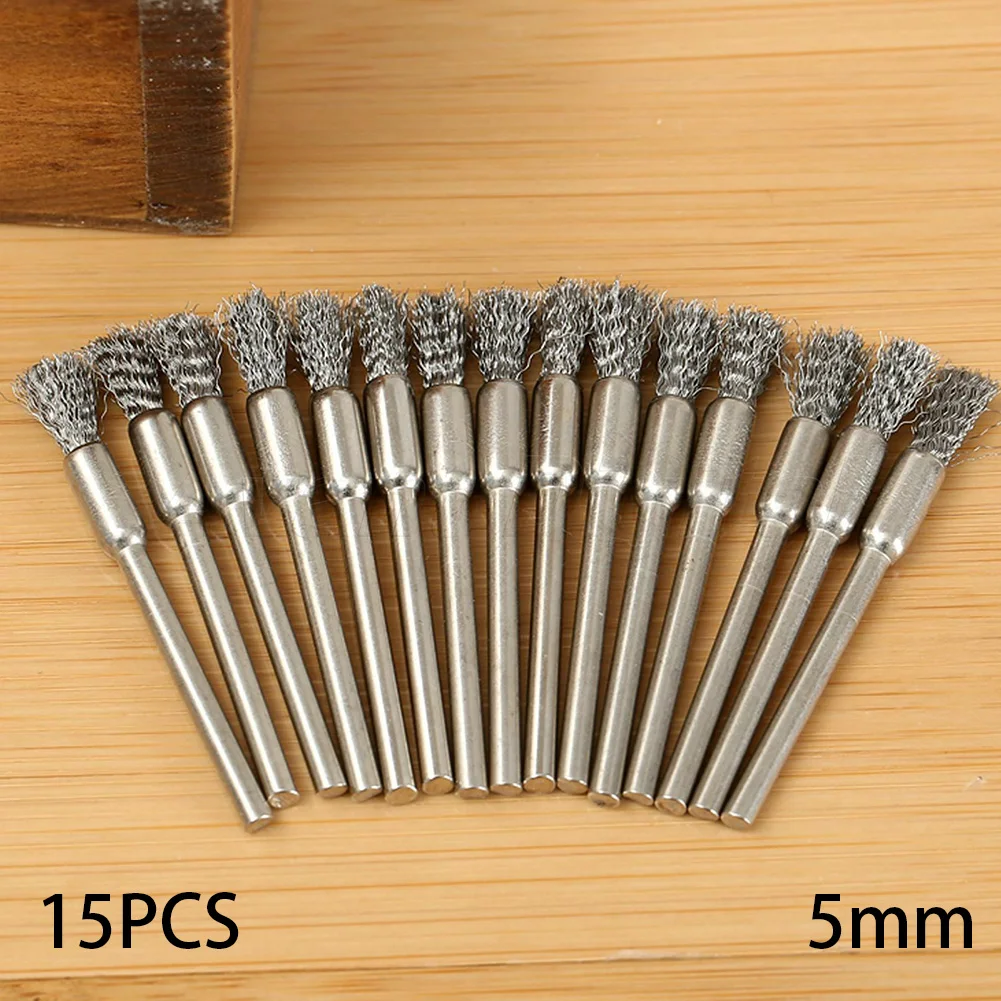 Imagem -02 - Escova de para Polimento e Remoção de Ferrugem 15 Pcs Ferramentas Rotativas para Polimento e Dremel Aço Inoxidável