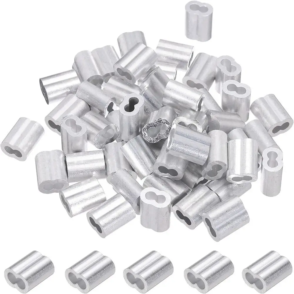 

Double Hole Cable Crimp Ring Steel Construction Aluminum Material Wire Rope Fixed Accessories Double Barrel Design