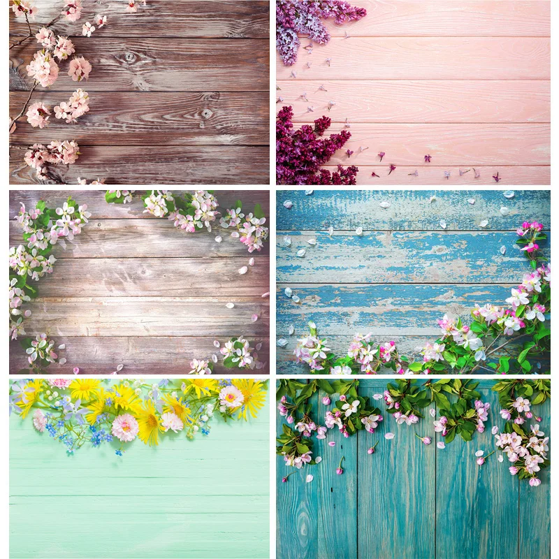 

SHENGYONGBAO Spring Flowers Petal Wood Plank Photography Backdrops Baby Pet Photo Background Studio Props Decor 210318MHZ-02