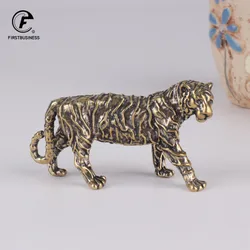Pure Copper Animal Tiger Figurine Miniature Desktop Decoration Ornament Accessories Vintage Solid Brass Tea Pet Home Decor Craft