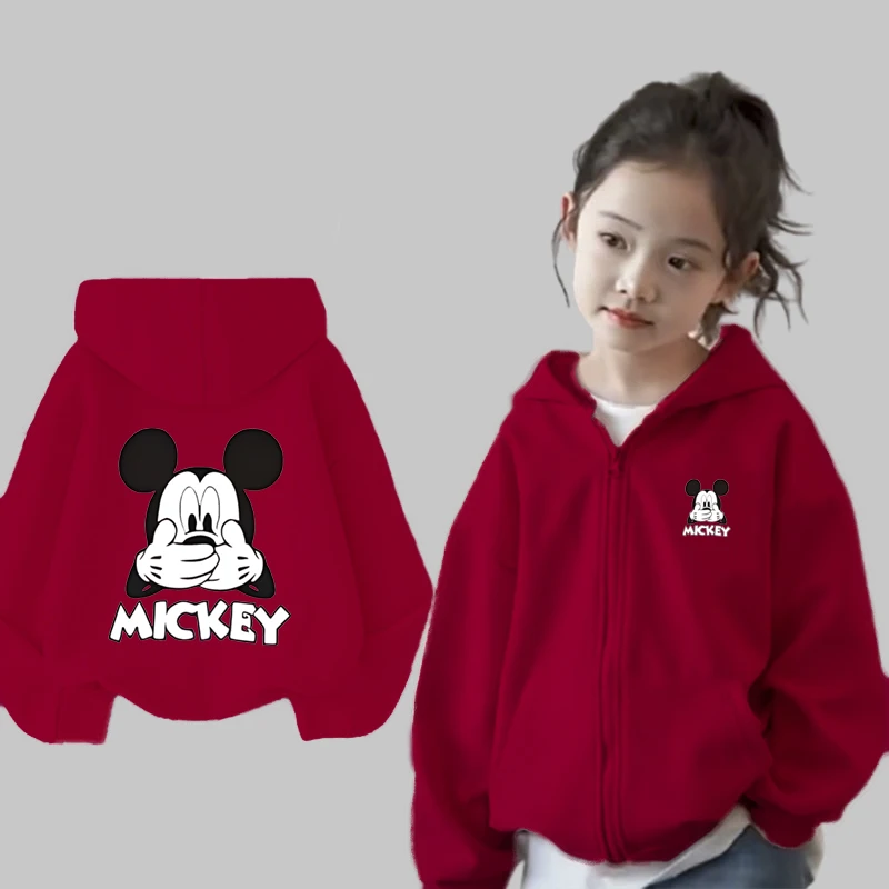 

Mickey Classic Children's Hooded Open Hoodie Boys and Girls Clothing 2-12 Year Old Girls Cute and Fun Top Printed 2D