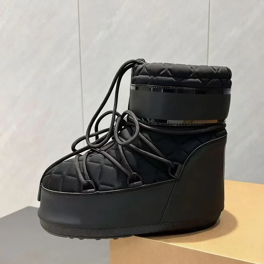 2026 Winter Love Hair Snow Boots Waterproof Platform Height Raising Warm Snow Boots Flat Skiing Shoes