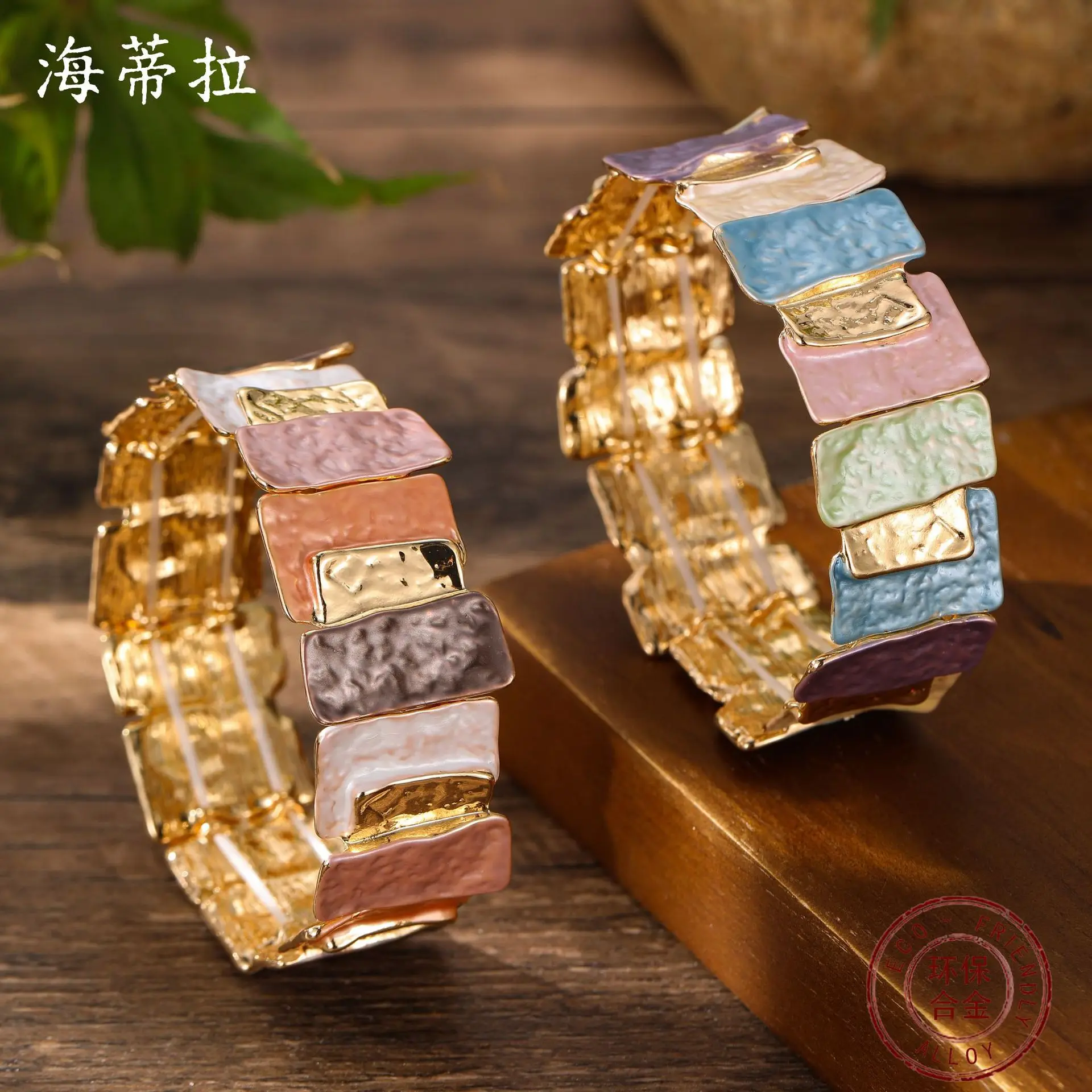 

DIY accessories enamel irregular square elastic bracelet women's fashion versatile geometric square elastic bracelet