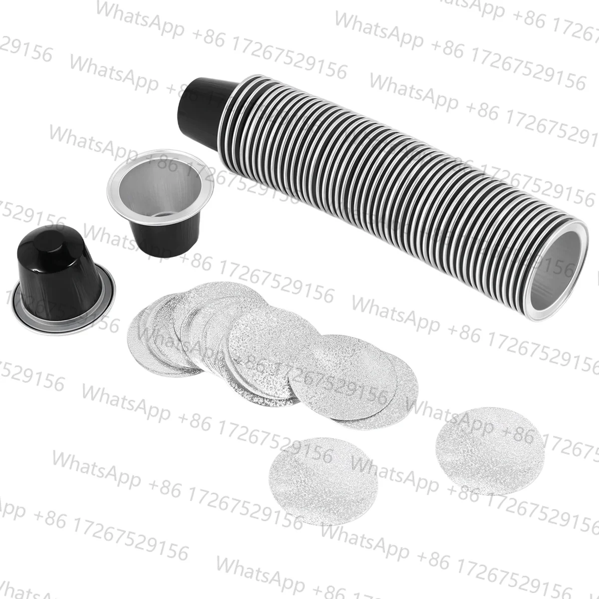 Trendy! 50Sets Refillable Coffee Capsules Cup Disposable Coffee Capsules Packaging Cafe Supplies for Nespresso Black