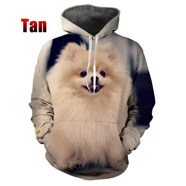 3D Pomeranian Print Hooded Sweatshirts Cute Pet Dog Animals Pattern Couple Hoodie Casual Long Sleeve Cool Streetwear Tops