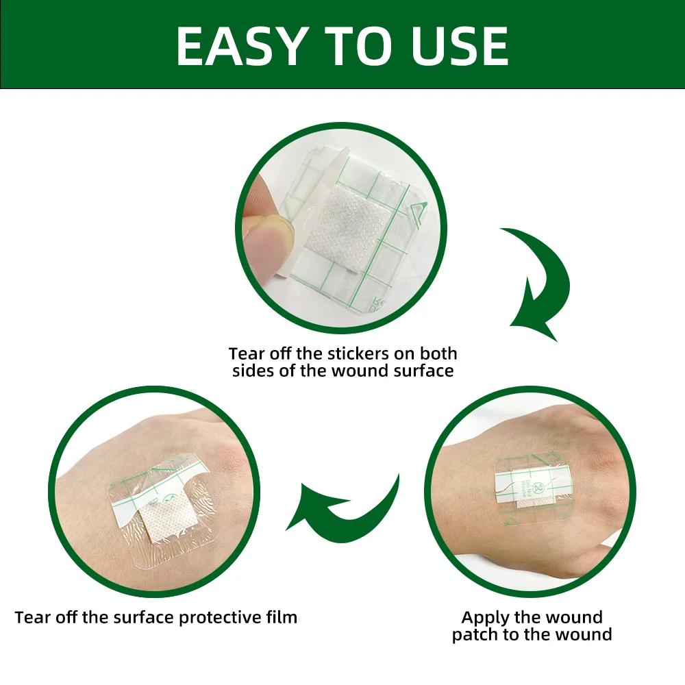 50PCS 38*38mm Transparent PU Waterproof Wound Plaster Band Aid Adhesive Bandage Protective Sticker for Outdoor Home First Aid