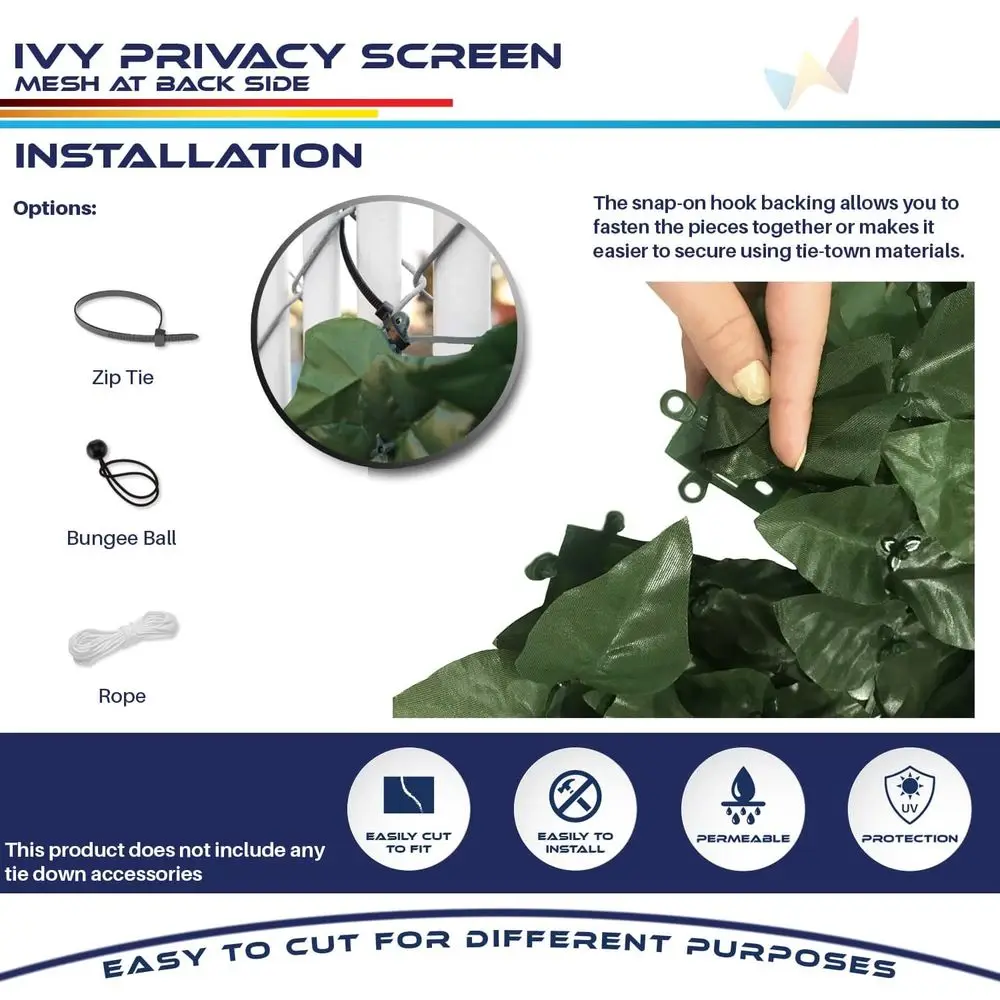 58"x196" Artiicial Ivy Lea Privacy ence Sn aux Leaves ence Cover Wall Decoration or Outdoor Garden Patio Porch Deck Balcony Yard view 6