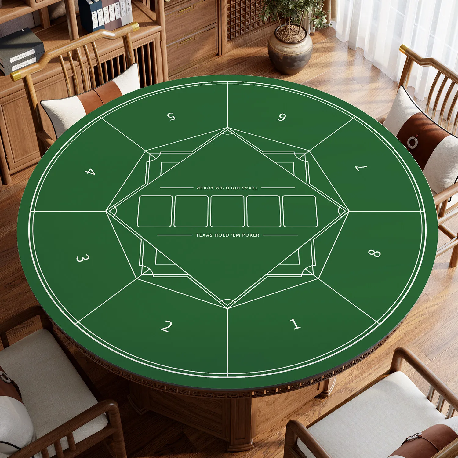Round Texas Hold'em Poker Mat Table Cloth Table Mat Chip Mat Rubber Playing Card Table Mat Entertainment Chess Card Mahjong Mat