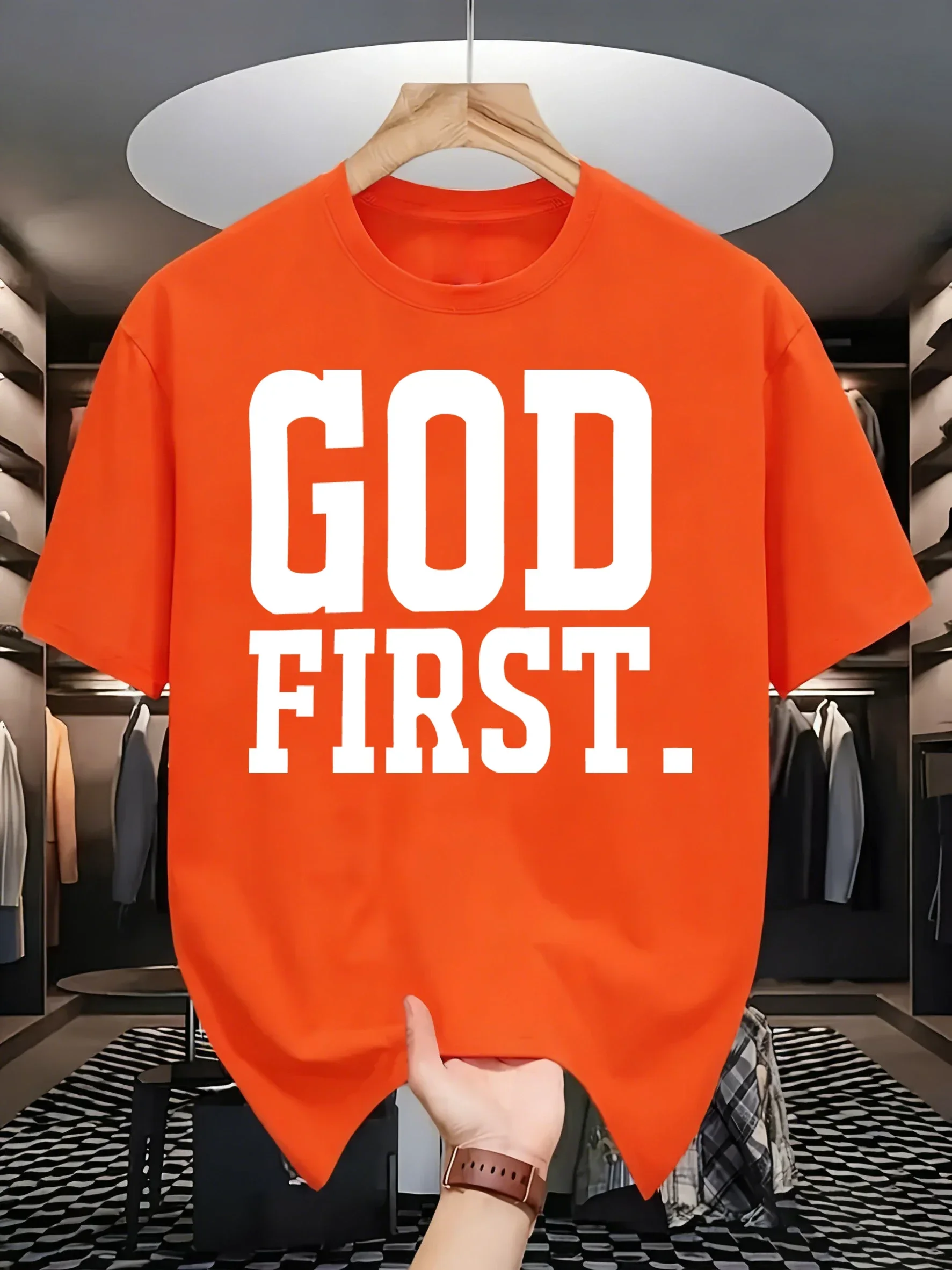 God First Design Mens T-Shirt All-Match Fashion Top Loose Cotton Vintage Clothing More Colour Unisex Summer O-Neck Short Sleeve