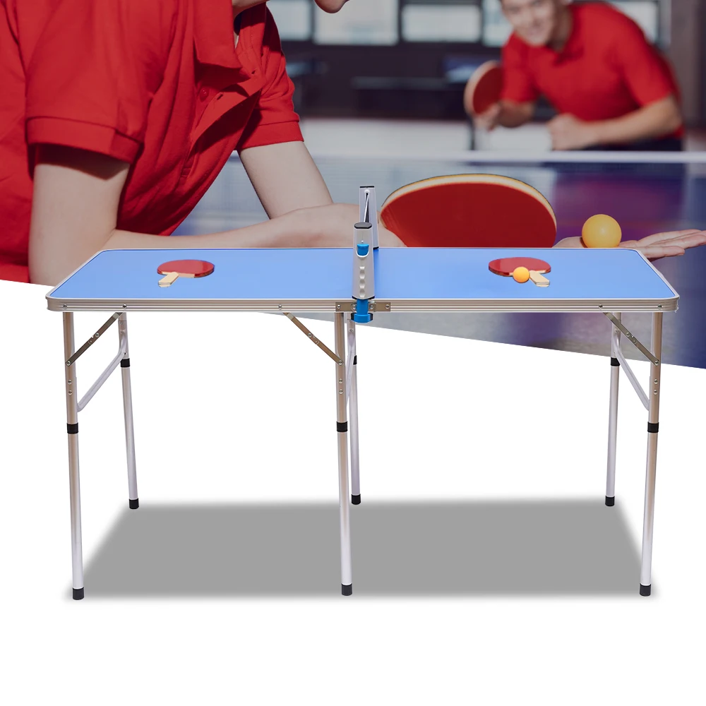 Table Tennis Table Ping Pong Tables Set Portable Folding Family Game Tables with Removable Net Aluminum Composite Frame