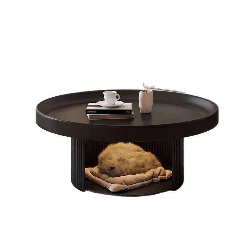 

Простой современный журнальный столик для гостиной, для небольшой квартиры, креативный, круглый, в стиле лёгкой роскоши, комбинированный.