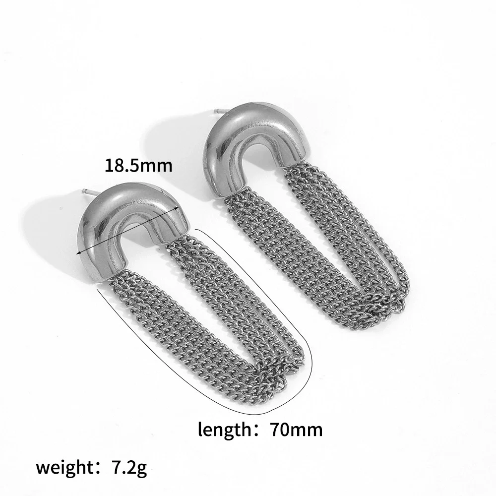 موضة 316L الفولاذ المقاوم للصدأ شرابة سلسلة طويلة قطرة استرخى أقراط هيبوالرجينيك مقاوم للماء مجوهرات يومية شخصية #4