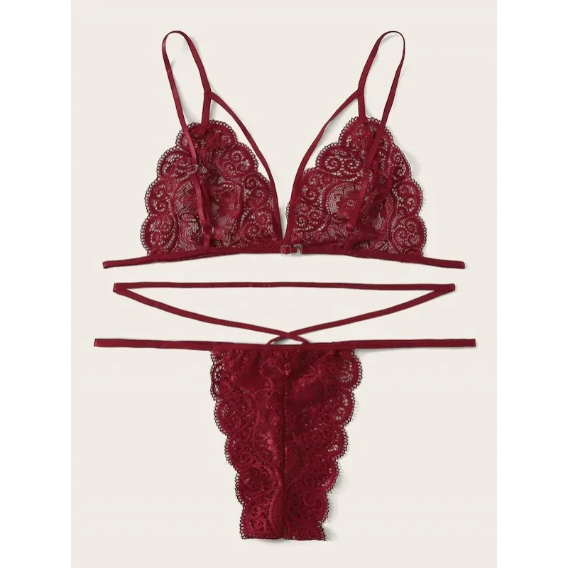 

Three-Piece Hollow Out Design Breathable Comfortable Split Style Set Soft Nylon Spandex Clothing