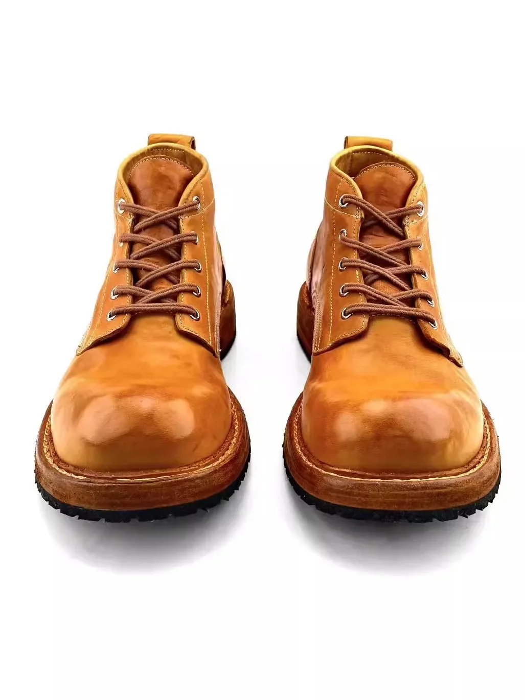 Handmade Men's Retro Leather Big Toe Shoes Casual Men's Shoes Washed Workwear Boots Horsehide