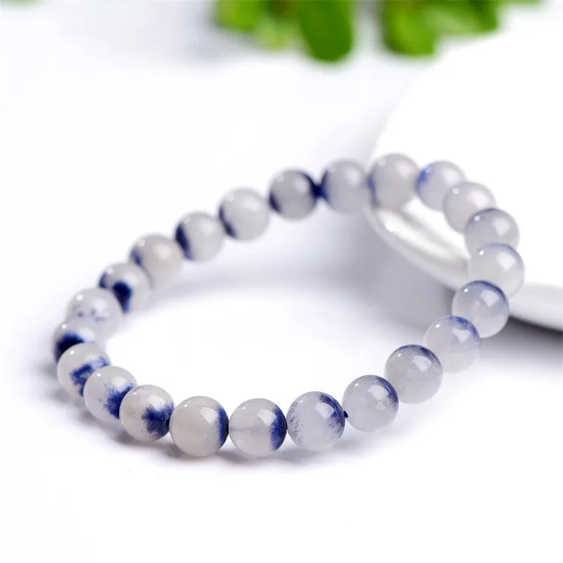 Natural Blue Dumortierite Rutilated Quartz Bracelet 7mm 8mm 9mm Crystal Women Men Clear Beads Stone Rare Brazil AAAA