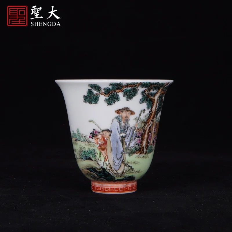 

|Great craftsman fanxin pastel "coming back" Master Cup Jingdezhen hand-painted high-grade tea set tea cup