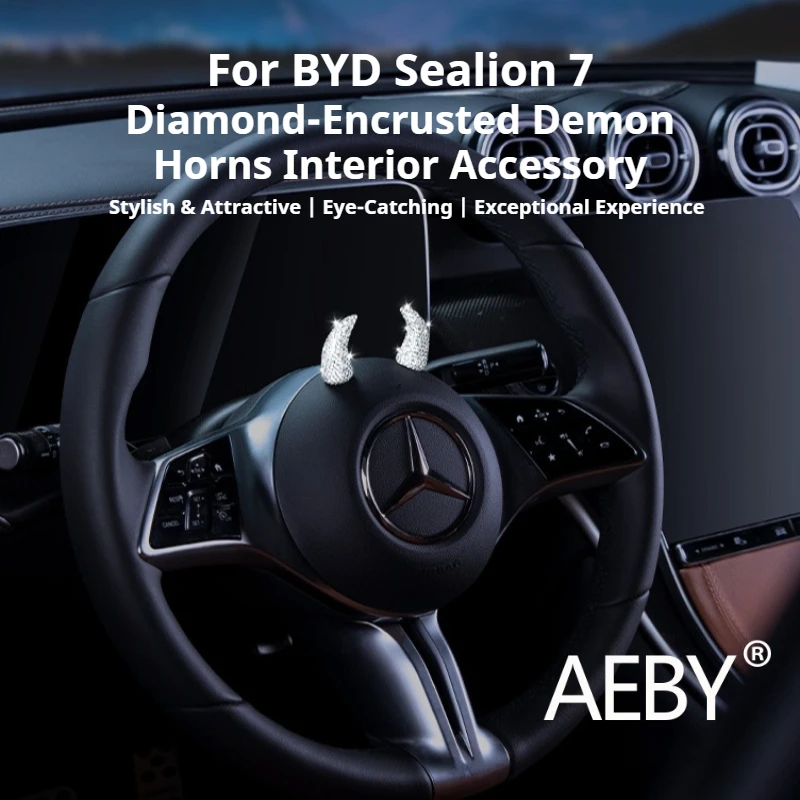 

AEBY For BYD Sealion 7 2024 Diamond-studded ox horn stickers Decor Dashboard Ornaments, Air Freshener Vent Clip Car Styling