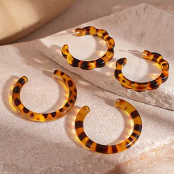 Retro C Shape Women's Earrings Simple Brown Resin Leopard Drop Earrings Fashion Jewelry Trendy Women's Accessories