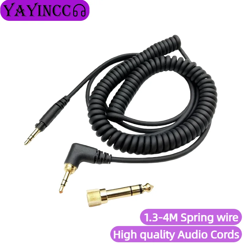 YAYINCC Technics EAH-DJ1200 헤드셋 교체 케이블용 스프링 헤드폰 케이블(3.5mm 및 6.35mm 커넥터 포함)
