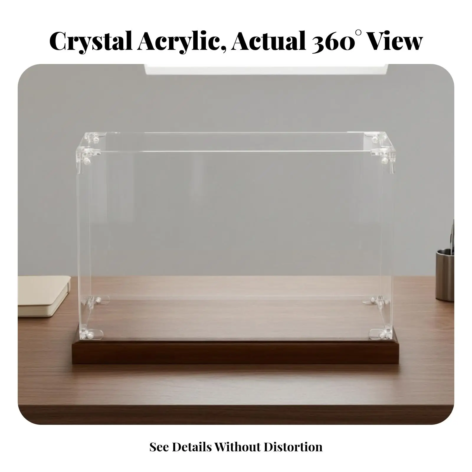 Elegant Acrylic Display Box Wood Base for Collectible Figurines Model Trains Clear Visibility Case